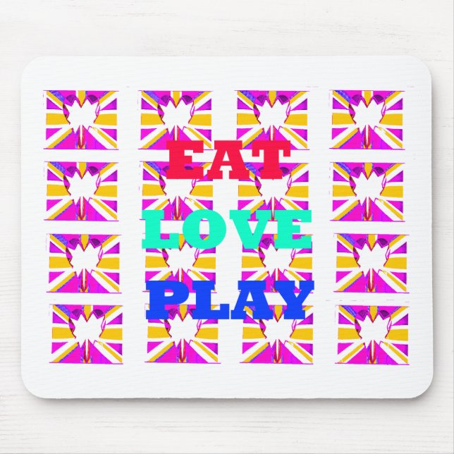 Love  Eat Play Heart Hakuna Matata colours.png Mouse Pad (Front)