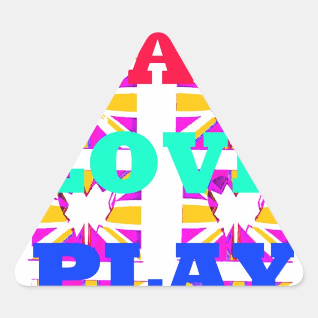 Love  Eat Play Heart Hakuna Matata colours.png Triangle Sticker (Front)