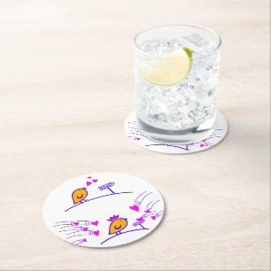 LOVE ECHO - Comic Birds Tweetlercools 3 Round Paper Coaster