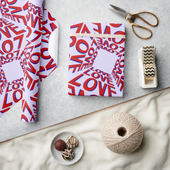 Love Effect 3D Typography on Elegant Wrapping Paper (Crafts)