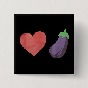 Love Eggplant Funny Gay LGBTQ Pride 15 Cm Square Badge
