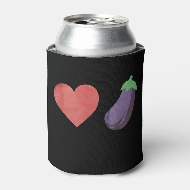 Love Eggplant Funny Gay LGBTQ Pride Can Cooler (Can Front)