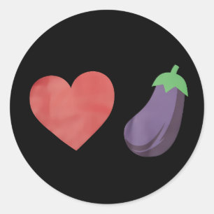 Love Eggplant Funny Gay LGBTQ Pride Classic Round Sticker