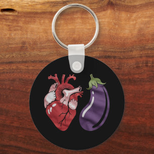 Love Eggplant Funny Gay Pride Humour LGBTQ Joke Key Ring