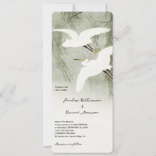 Love Egret Birds - Vintage Art Wedding Invitation