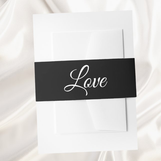 Love Elegant Black White Minimalist Wedding Invitation Belly Band (Creator Uploaded)