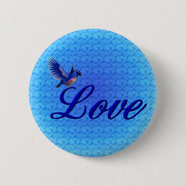 Love Elegant Bluebird Button (Front)