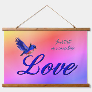 Love Elegant Bluebird Inspirational  Hanging Tapestry