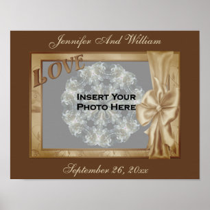 Love Elegant Bow Photo Frame Wedding  Poster
