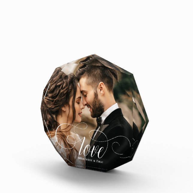 LOVE Elegant Calligraphy Simple Couple Wedding Photo Block (Right)