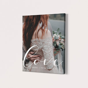 Love elegant calligraphy wedding photo canvas print