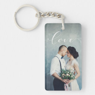 Love Elegant Calligraphy with your Photo Key Ring