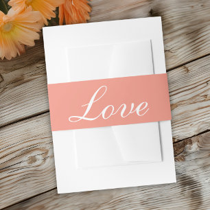 Love Elegant Orange White Minimalist Wedding  Invitation Belly Band