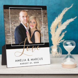 Love Elegant Script Bride Groom Wedding Keepsake Plaque