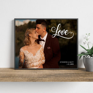 Love Elegant Script Wedding Photo Wall Art