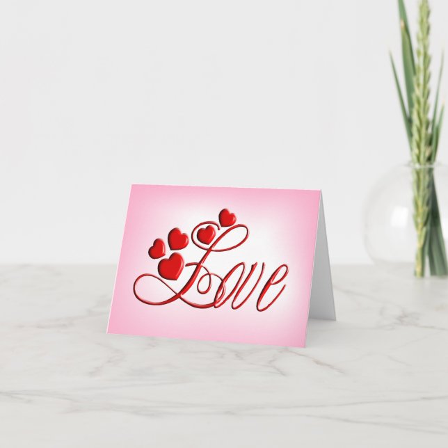 Love - Elegant Script with Hearts - Blank Card (Front)