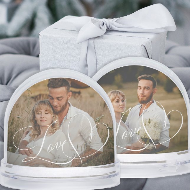 Love elegant simple calligraphy script 2 photo snowglobe (Creator Uploaded)