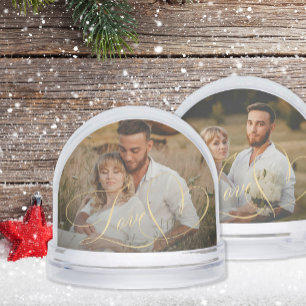 Love elegant simple script photo snowglobe