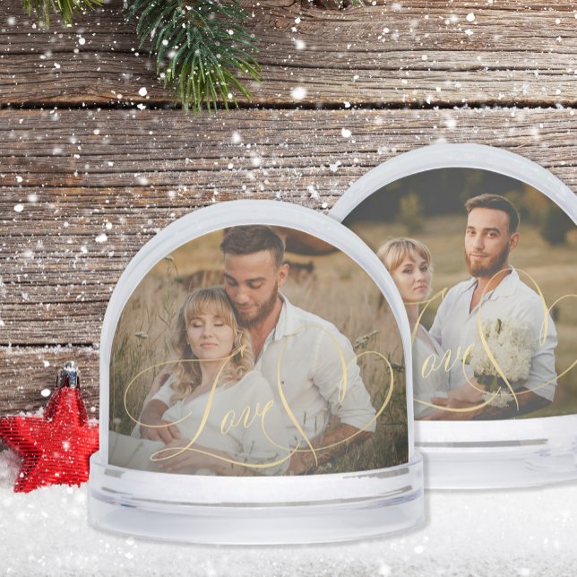 Love elegant simple script photo snowglobe (Creator Uploaded)
