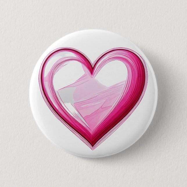 LOVE element Cute 3D SNS i love you pink heart 6 Cm Round Badge (Front)