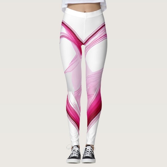 LOVE element Cute 3D SNS i love you pink heart Leggings (Front)