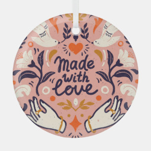 Love elements: vintage pink composition. glass tree decoration