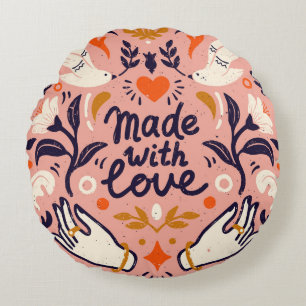 Love elements: vintage pink composition. round cushion