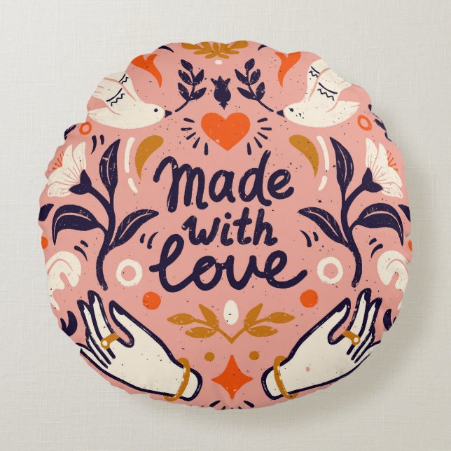 Love elements: vintage pink composition. round cushion (Front)