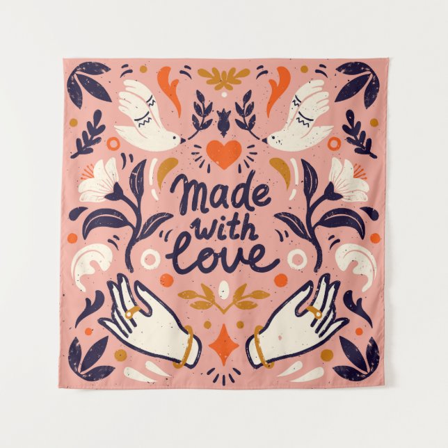 Love elements: vintage pink composition. tapestry (Front)