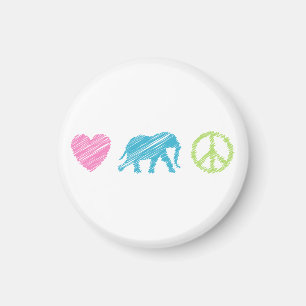 Love, Elephant and Peace Magnet
