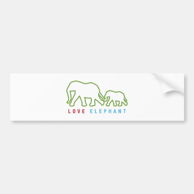 Love Elephant Bumper Sticker (Front)
