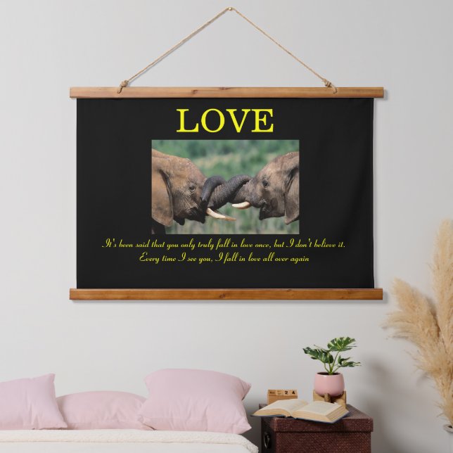 LOVE Elephant in trunking love Hanging Tapestry (Bedroom)