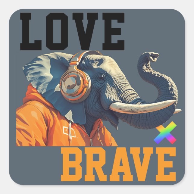 LOVE × ELEPHANTS - Custom Square Sticker (Front)