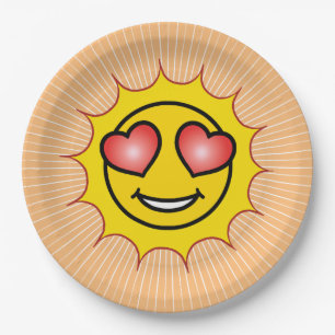 Love Emoji Sun Paper Plate