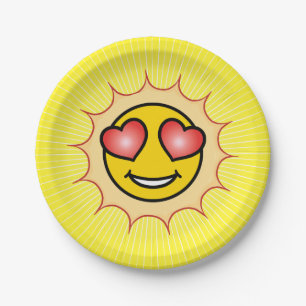Love Emoji Sunset Paper Plate