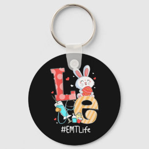 Love Emt Life Nurse Cute Easter Bunny Eggs Stethos Key Ring