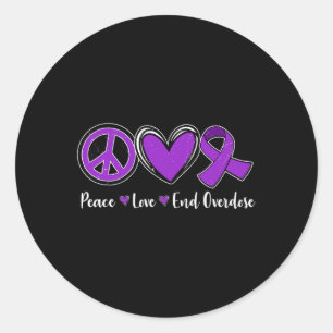 Love End Overdose Purple Ribbon Overdose Awareness Classic Round Sticker