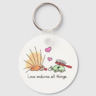 Love endures all things key ring
