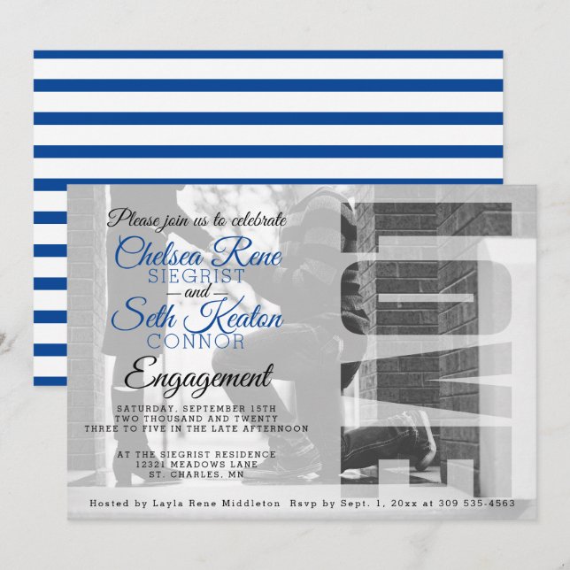 Love Engagement - Blue - Create Your Own Invitation (Front/Back)