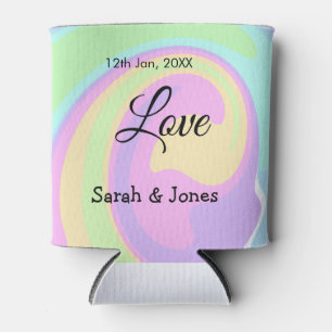 Love engagement wedding couple colorful bohpattern can cooler