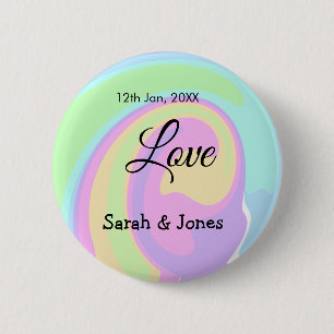 Love engagement wedding couple colourful bohpatter 6 cm round badge