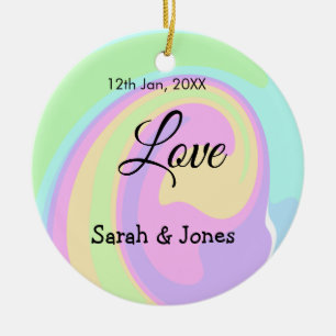 Love engagement wedding couple colourful bohpatter ceramic ornament