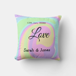 Love engagement wedding couple colourful bohpatter cushion