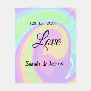 Love engagement wedding couple colourful bohpatter fleece blanket