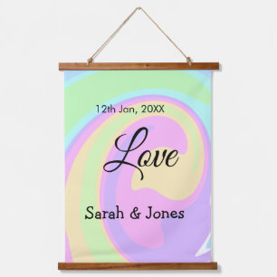Love engagement wedding couple colourful bohpatter hanging tapestry