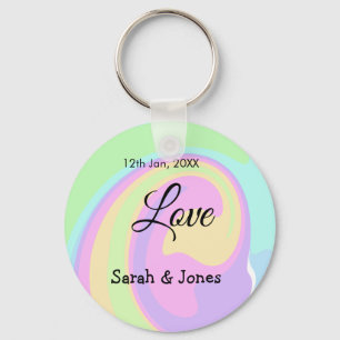 Love engagement wedding couple colourful bohpatter key ring