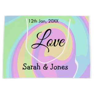 Love engagement wedding couple colourful bohpatter large gift bag