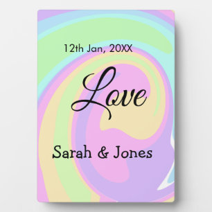 Love engagement wedding couple colourful bohpatter plaque