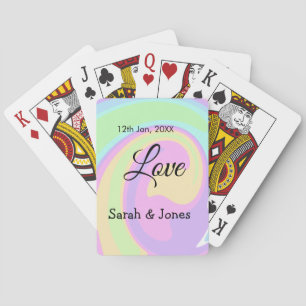 Love engagement wedding couple colourful bohpatter playing cards