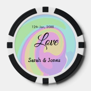 Love engagement wedding couple colourful bohpatter poker chips